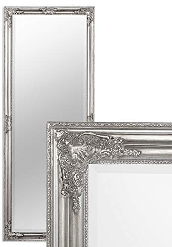 LEBENSwohnART Wandspiegel BESSA 160x60cm Silber antik barock Design Spiegel pompös Holzrahmen