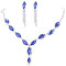 Damen Schmuck-Set aus Halskette und Ohrringen, in Tropfenform, blauer Kristall, Strass, von Yazilind