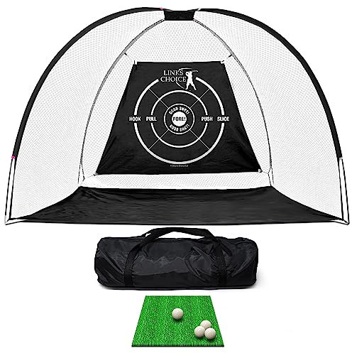 Links Choice Pro Size Golf Driving Net with 24 Free Golf Balls and Grass Mat