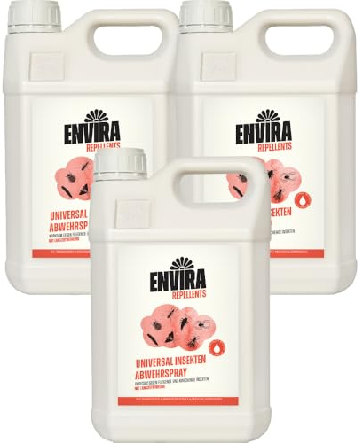 Envira Universal Insektenspray 3 x 5 Liter - wirkt gegen Trauermücken | Insekten Spray mit Langzeitwirkung gegen Silberfische und Lebensmittelmotten, hilft gegen weiteres Ungeziefer