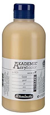 Schmincke - AKADEMIE® Acryl, oro, flacone da 500 ml, 23801028, colore acrilico fine per artisti, brillante, altamente resistente alla luce e senza cadmio, per pittura acrilica, tecnica mista