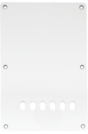 Musiclily 6 Hole ST Back Plate Tremolo Cavity Cover for China Squier Electric Guitar, 3Ply White
