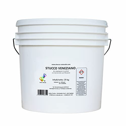 STUCCO NATURALE - Spachtelmasse Marmorputz | Stucco Veneziano | hochglänzend | 8kg | Verkleidung für Innen- und Aussenwandflächen | Kalkpresstechnik | Strukturpaste | Wandfarbe