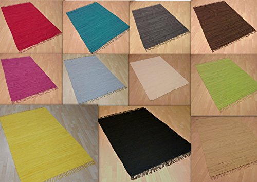 MB Warenhandel24 Handwebteppich Fleckerlteppich einfarbig Uni 100% Baumwolle Handweb Teppich Fleckerl Waschbar NEU (Schoko, ca. 120x170 cm)
