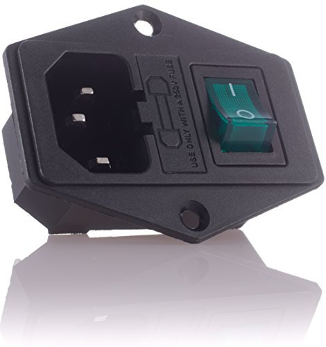 Hifi Lab Kaltgeräte Einbau-Stecker Einbau-Buchse C-14 mit Schalter Audio Kaltgeräte-Buchse Einbau Kupplung Buchse Stecker inkl. Sicherung Kaltgeräte