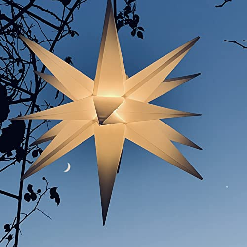 Mit LED Außenstern Stern Outdoor weiss - beleuchteter Stern 55-60 cm Weihnachtsstern Leuchtstern Faltstern mit Leuchtmittel LED (StaRt-NDL-DUH-E14-C3,5W)