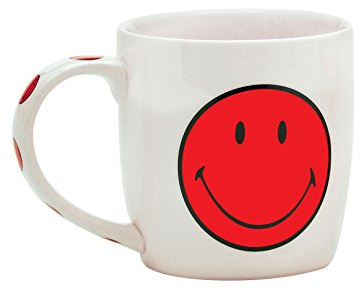 Zak Designs Smiley Porzellanbecher,35 cl in Geschenkbox,Grapefruit/Weiss