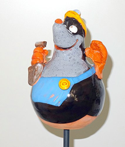 TB Maulwurf Gartenkugel Gartenstecker Blumenstecker Keramik