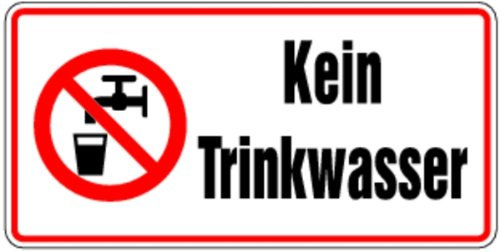 LEMAX® Hinweisschild, Kein Trinkwasser + Symbol, 200x400mm Alu geprägt 0 400x200mm