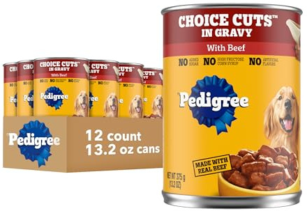Pedigree Wet Dog Food, Choice Cuts Adult Canned Dog Food with Beef, 13.2 oz. Cans, 12 Count