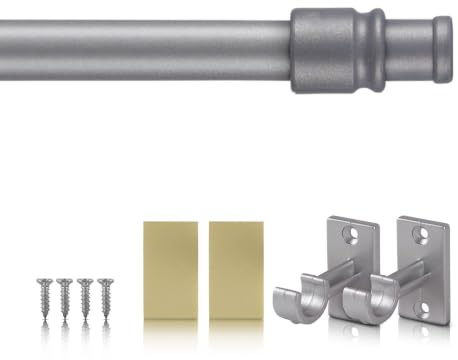 Cafehausstange (Silber / 125-225cm), Gardinenstange 50 bis 225 cm Länge ausziehbar, in vielen Farben, für Bistrogardinen, leichte Vorhänge, Gardinen