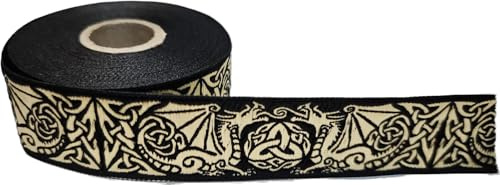 10m Keltische Borte Webband 35mm breit Farbe: Schwarz-Gold von 1A-Kurzwaren 35027-swgo