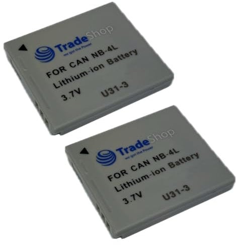 2 x Camera Li-Ion Battery 850 mAh for Canon Digital IXUS 30 40 50 55 60 65 70 75 80 is Ixus 82 is Ixus 100 is i7 PowerShot SD200 SD300 SD400 SD430 SD450 SD600 SD600 SD630 TX1 IXY DIGITAL 40 50 55