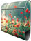 banjado® Design Briefkasten mit Waldmohn 38,5x46,5x13cm & 2 Schlüssel - Briefkasten Stahl Silber mit Zeitungsfach pulverbeschichtet - Postkasten A4 Einwurf inkl. Montagematerial