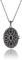 Gemondo Halskette im Jugendstil, 925er Sterlingsilber, Mosambik-Granat und Markasit, oval, Medaillon, Sterling Silber, Markasit Granat