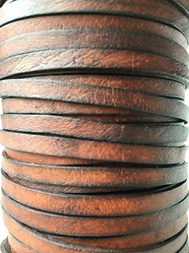 Flat 5mm Quality Real Cows Leather Antique Brown Leather Cord Jewellery Making Cord Thread Wire String Thong (10m)