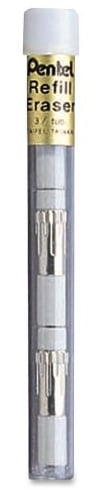 Pentel Refill Erasers Tubes of 4 Ref Z2-1 [Pack of 12], White, Z2-1N