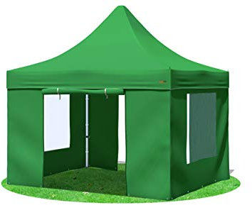 Stabilezelte Faltpavillon 3x3 Meter Premium mit Fensterseiten Grün