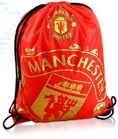 Manchester United Football Club Crest Foil Print Gym Bag Metalic Finish Logo Red