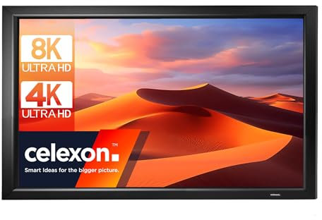 celexon HomeCinema Fixed frame -Screen 110 | 240x135 cm 16:9 | 8K, Full HD screen with height-adjustable wall mount | Projection frame ONLY for ultra-short throw projectors!