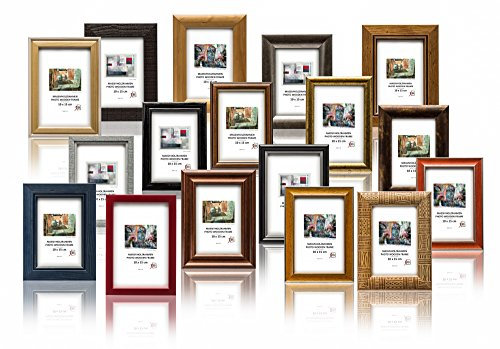 3-B Bilderrahmen GESCHENKBOX Holzrahmen 10-Pack - 15x21 cm (A5) Zufällig gemischtes Set - Farb- und Stile-Mix, mit Acrylglas. Restposten zum Knallerpreis.
