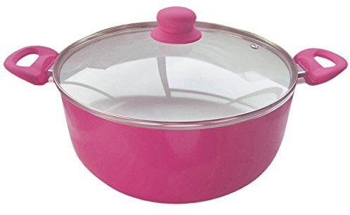 MSV 110444 Faitout pour Tous Feux Aluminium/Céramique/Silicone Framboise/Blanc Diamètre 28 cm