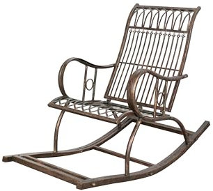 Biscottini Eisenstuhl 127x64x90 cm | Gartenstühle Metall | schaukelstuhl Outdoor | Gartenstuhl Eisen antik | schaukelstuhl Garten | Gartenstuhl Metall
