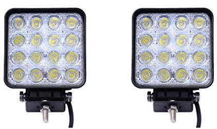 Greenmigo 2x 48W Led Scheinwerfer Offroad Lampe Flood Arbeitsscheinwerfer LED Arbeitslicht 12V 24V Zusatzscheinwerfer Rückfahrscheinwerfer für Traktor Bagger SUV - 60 Grad Wasserdicht IP67 4320LM