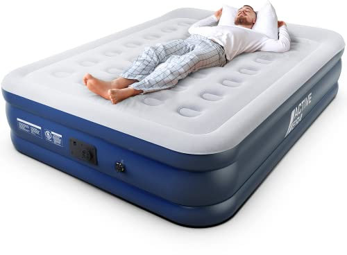 Active Era Premium King Size Inflatable Mattress | Airbed for Home with Built-In Pump | 3 Min Self Inflating Blow Up Bed | Flocked Surface & Puncture Resistant Air Bed Guests & Camping 203x152x50cm