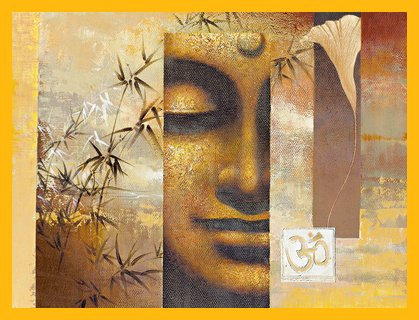 Germanposters Wei Ying-Wu Time for Reflection I Poster Kunstdruck Bild mit Holz Rahmen in Gelb