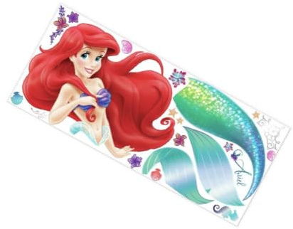 Disney Die kleine Meerjungfrau Wandtattoo Wandsticker Wanddeko, Vinyl, Mehrfarbig, 17 Elemente, 1 Blatt á 45,72 cm x 101,6 cm
