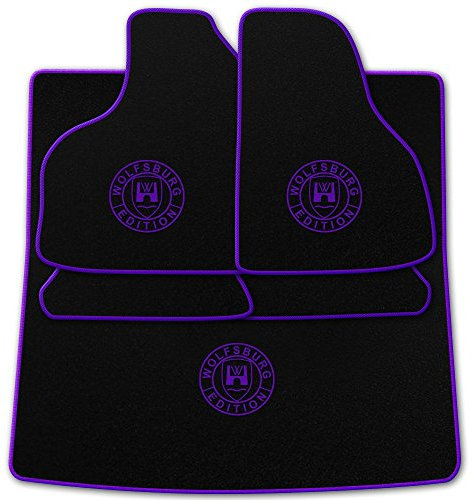 Passgenaue Fußmatten aus schwarz-Nadelfilz (Q100) mit Print WOB Rand und Druck Farben kann gewählt werden