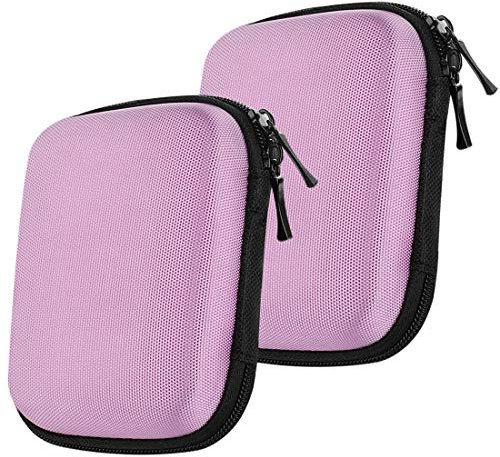 Geekria NOVA Headphones Case for In-Ear Headphones, Replacement Hard Shell Travel Carrying Bag with Cable Storage, Compatible with SONY, JVC, Audio-Technica Headsets (2 Packs/Pink)