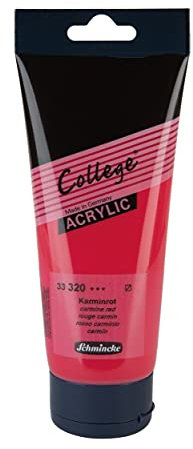 Schmincke - College Acrylic, Karminrot in 200 ml-Tube, 33320014, Acrylfarbe mit Künstler-Pigmenten in hoher Konzentration, deckend und lasierend, lichtecht, seidenmatt