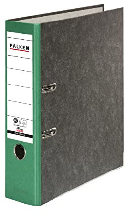 Original Falken Recycling-Ordner Wolkenmarmor. Made in Germany. 8 cm breit DIN A4 grüner Rücken Ringordner Aktenordner Briefordner Büroordner Pappordner CO2-Neutral Blauer Engel