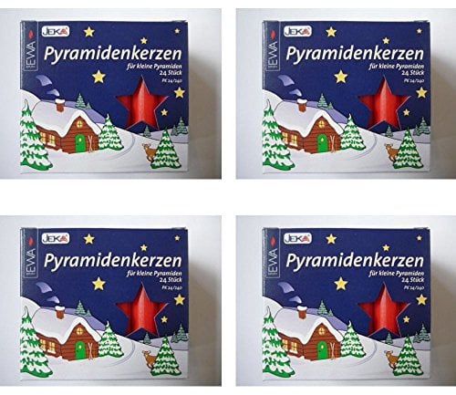 96 feinst gezogene rote Pyramidenkerzen 1,4x7cm / made in Germany