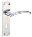 Toledo Door Handle Lever Lock on Backplate in Satin Chrome