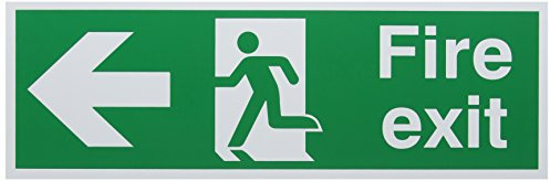 SIGNSLAB FX04311R Safety Sign Fire Exit Running Man Arrow - Left, PVC, 150 mm x 450 mm