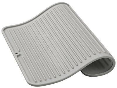 iDesign Lineo Tapete escurridor, alfombrilla escurreplatos compacta de silicona para secar cubiertos y vajilla, gris