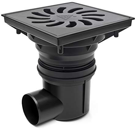 Kanalisations GUSSEISEN Ablauf Hof Haus Garage Carport Keller befahrbar bis 12500 kg DN110 (MKK329V) Balkon Terrasse Kanal Abfluss Entwässern Sperrwasser Siphon 125-355 l/min