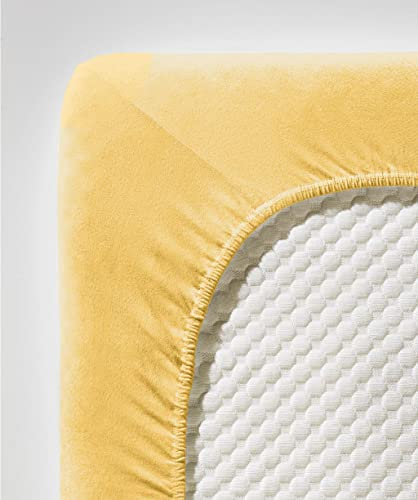 fleuresse Comfort Spannbettlaken (96 % Baumwolle, 4 % Elasthan), mit Rumdumgummizug, Ökotex Standard 100, für Matratzen bis 26 cm Höhe, 140 - 160 x 200 - 220 cm, sonne
