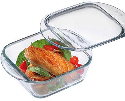 Simax Glassware 7806/7816 Kasserolle mit Deckel, quadratisch, 284 ml, Mini