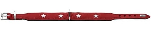 HUNTER MAGIC STAR Hundehalsband, mit Sternen, Leder, weich, 42 (S-M), rot