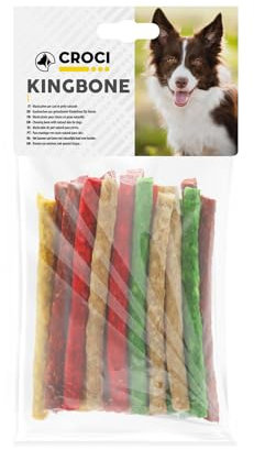 Croci King Bone - Bastoncino Snack premio masticativo per cani in Pelle Bovina, dental stick per la pulizia dei denti, 13 cm - 25 pz