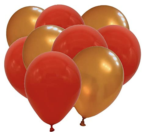 50 Luftballons Metallic - 27cm - Rot-Gold - Latex Luftballons für Geburtstage, Kindergeburtstage, Partys, Hochzeiten und Feste, Luft & Helium geeignet, EU Herstellung - Partyloon