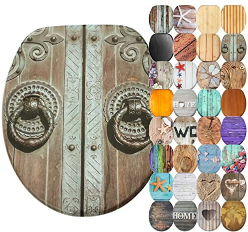 Sanilo Soft Close Toilet Seat, Wide Choice of Wooden Toilet Seats, Stable Hinges, Easy to Mount (Door)