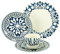 CreaTable, 19714, Serie Henna Blue, 30 TLG Kombiservice, Porzellan, Mehrfarbig, 40 x 32.5 x 32.5 cm, Einheiten