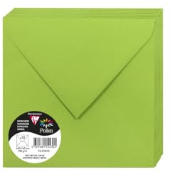 Clairefontaine 5543C - Packung mit 20 Umschläge Pollen, Format 165 x 165mm, 120g, ideal für Einladungen und Korrepondenz, Minzgrün, 1 Pack