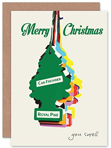 Wee Blue Coo CARD MERRY CHRISTMAS XMAS AIR FRSH TREE SMELL FUN GIFT