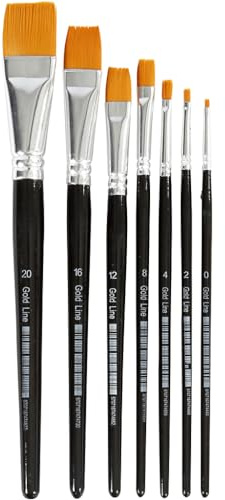 Gold Line Acrylpinsel-Set, Größe 0-20, B: 2-24 mm, flach, 7asstd